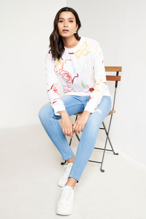 White Floral Jumper, White, image 5